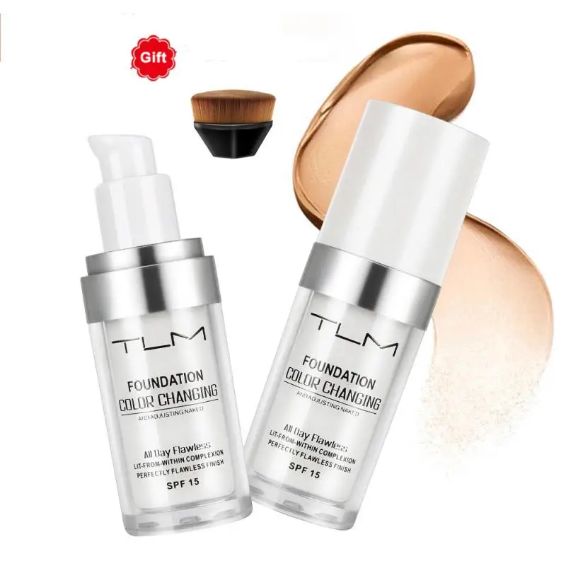 

TLM 2pc/Lot 30ml Liquid Foundation Temperature Color Changing Oil-control Cosmetic Cream Long Lasting Makeup Foundation TSLM1