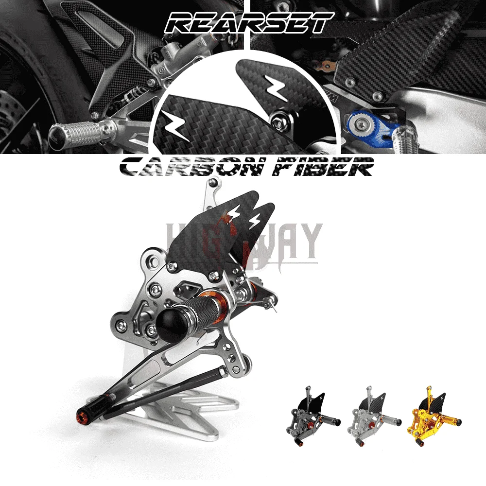 

Motorcycle Carbon Fiber & CNC Rear Set Footrest Pegs Rearset Accessories For SUZUKI GSR750 GSX-S750