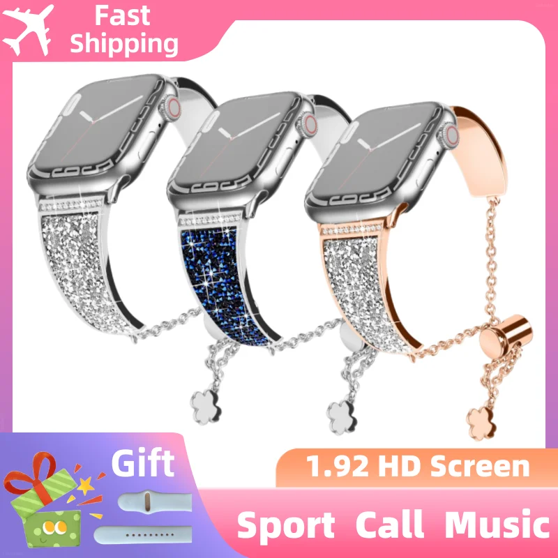 

Stylish Diamond Smart Watch Full Touch Screen Women's Wristwatch Business Connected Watch Electronic Luxury Wearable Creative S8