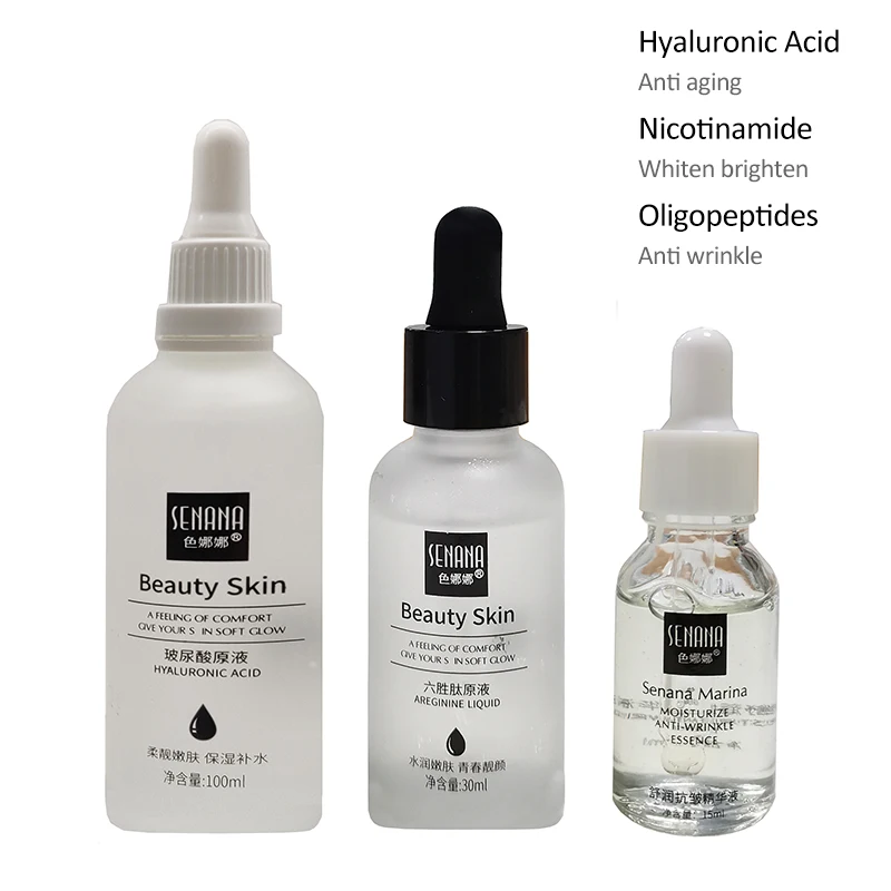 

Skin Care Set Hyaluronic Acid Essence Anti Aging Shrink Pore Nicotinamide Brighten Whiten Skin Oligopeptides Anti Wrinkle
