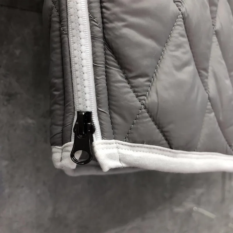 TB THOM Men's Jacket Winter Brand Classic RWB Stripe Diamond Lattice Turtleneck Cotton-Padded Pullovers Luxury Harajuku Jackets