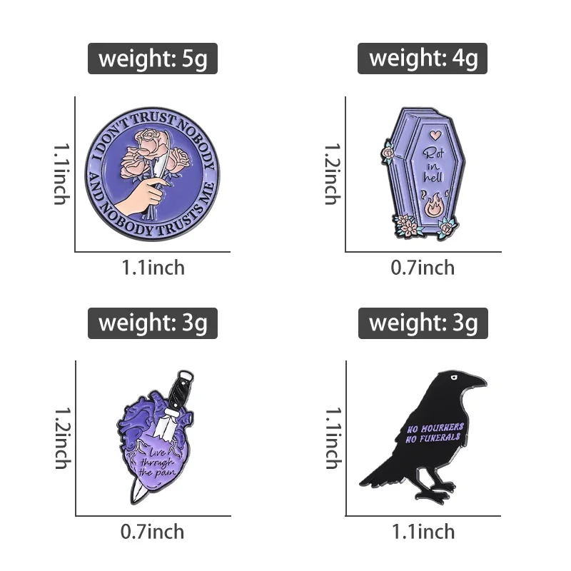 Эмалированные броши вороны XioMara