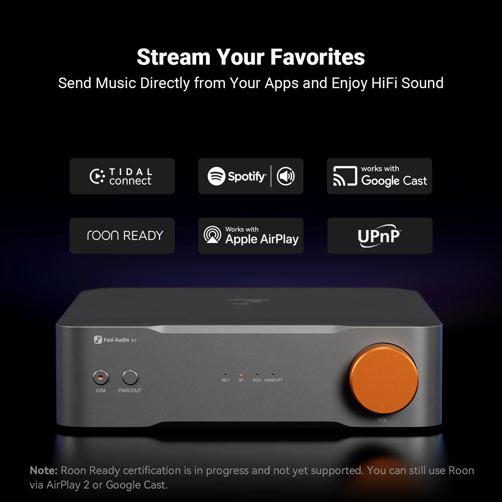 Фото Музыкальный стример Fosi Audio S3 HiFi с Bluetooth 5.3, ЦАП AKM4493SEQ, предусилителем и поддержкой сетевого воспроизведения музыки, совместимый с AirPlay2 и Google Cast. №2