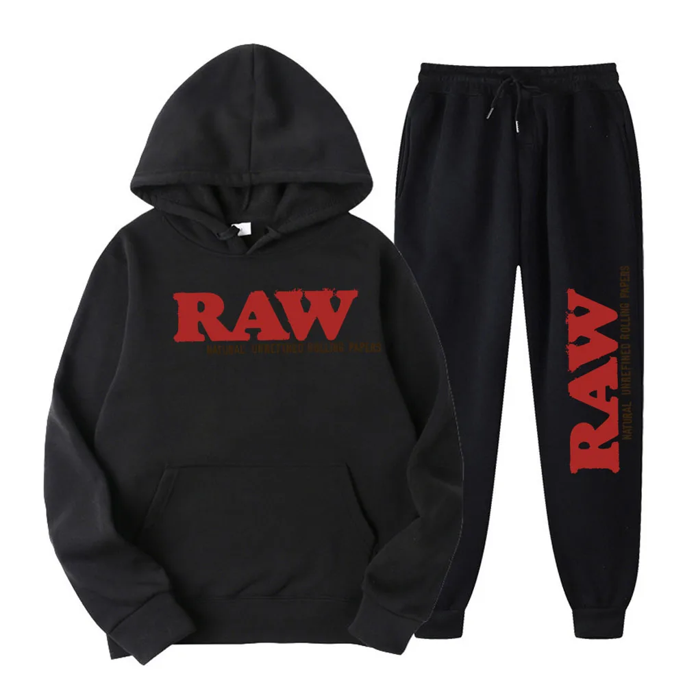 

2022 Men's Set RAW Hat Running Hoodie Sweatpants Men's Set 2PK Autumn Winter Casual Woolen Sportswear Ropa Hombre Man Sweatshirt