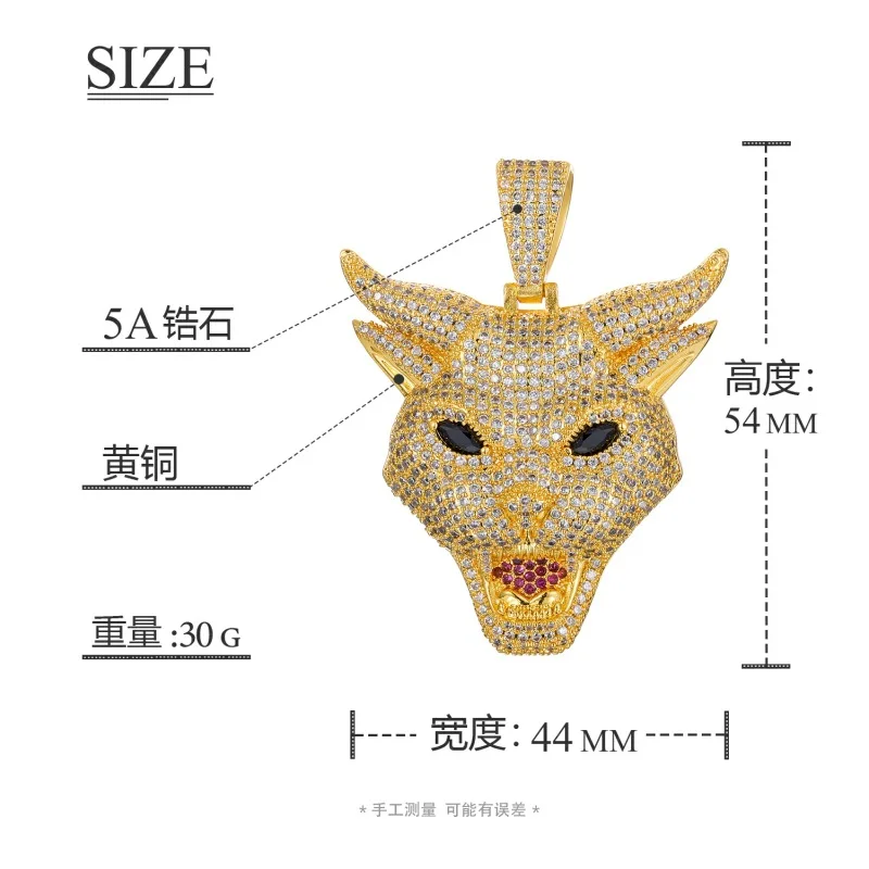 Ожерелье мужское в стиле хип-хоп с фианитами крутая подвеска виде демона