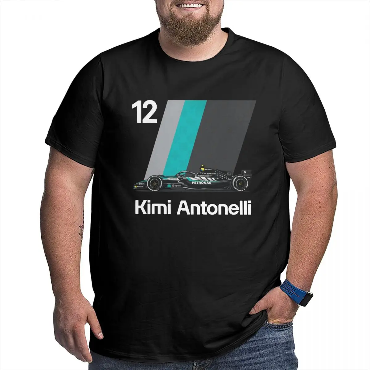 Фото Мужская футболка для гонщиков Kimi No.12 Antonelli, стильная уличная одежда, хлопковые рубашки №5