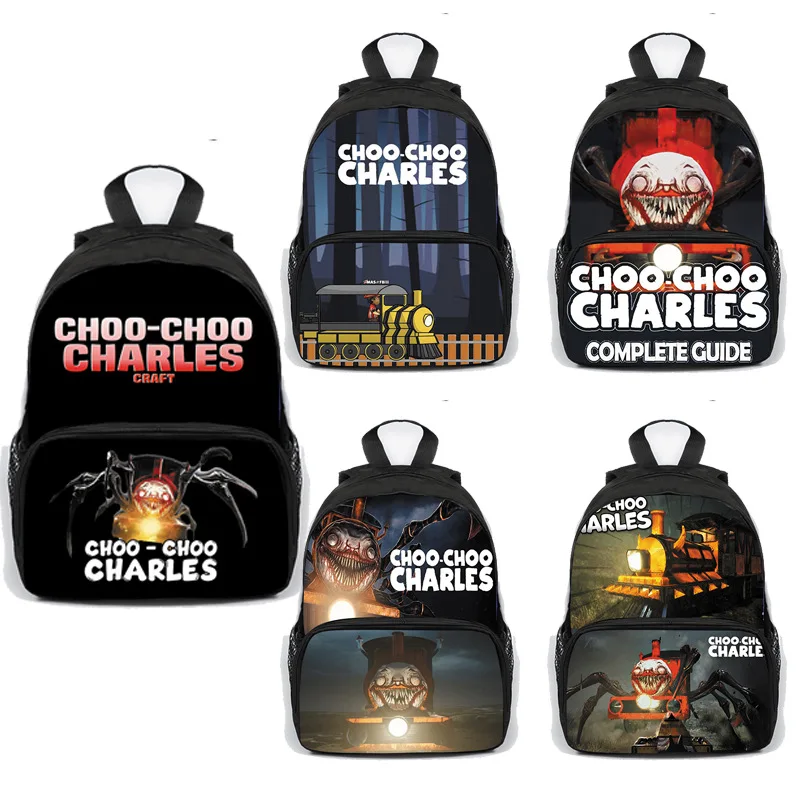 

2023 New Choo-Choo Charles Train Game Schoolbag 34x25cm for Primary School Students Polyester Creative Bag For Children