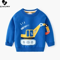 new 2022 kids children pullover sweater autumn winter boys cute cartoon excavator jacquard o neck knitted sweaters tops clothing
