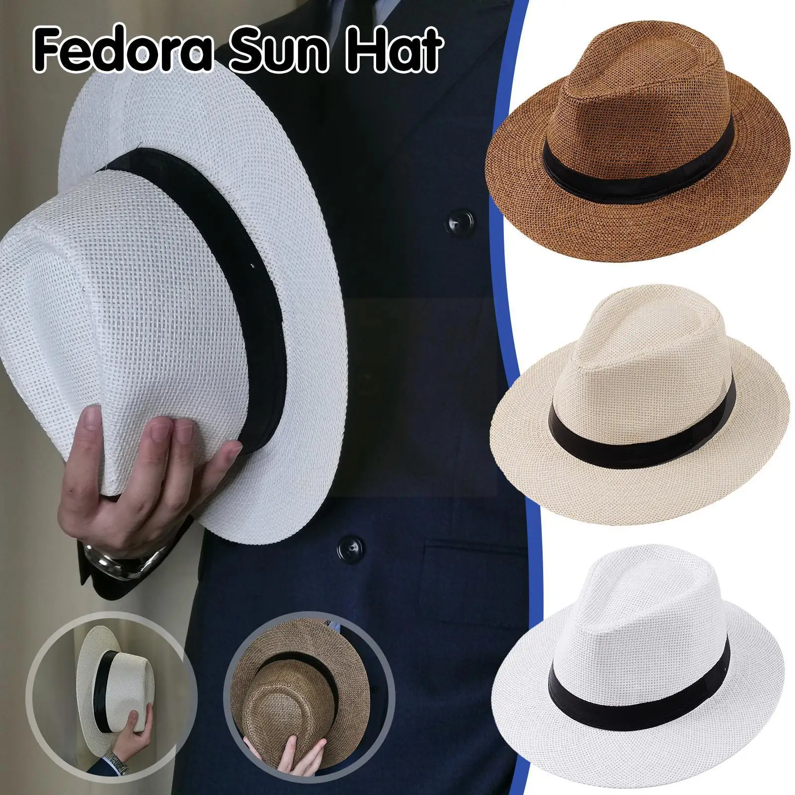 

Панама унисекс для мужчин и женщин, модная летняя повседневная модная пляжная ковбойская джазовая фетровая шляпа от солнца, W6L9