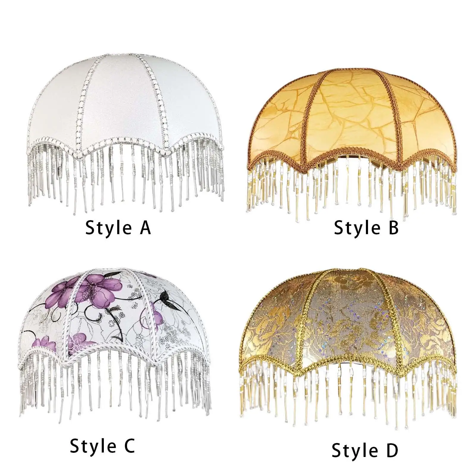 

Umbrella Shape Lamp Shade Cloth Lampshade with Tassel Convenient Assemble Good Craftsmanship Fit E27 Light Socket Vintage Sturdy