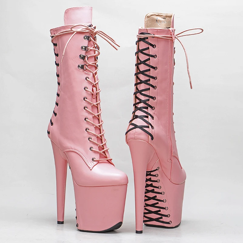 Leecabe 20CM/8Inch Matte PU Women's Platform disco party High Heels Shoes Pole Dance boot