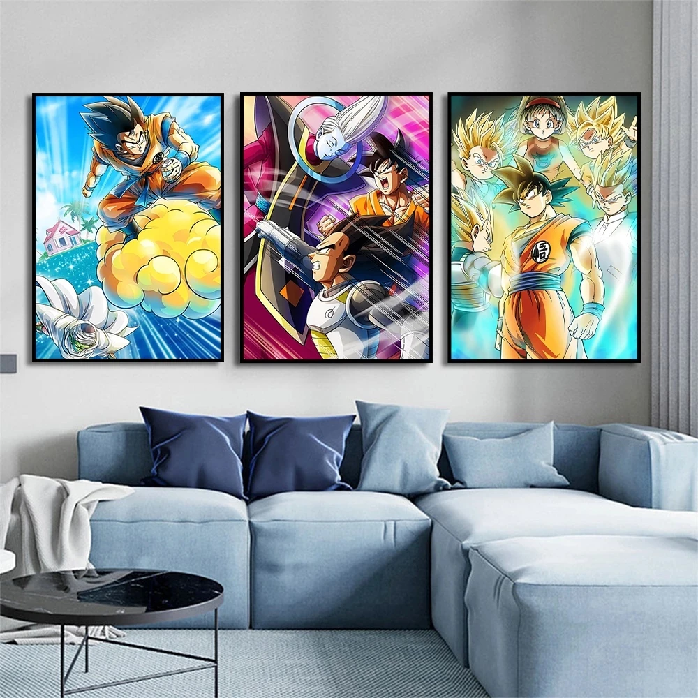 Современное настенное искусство Дракон мяч плакат Гоку японское аниме печать на
