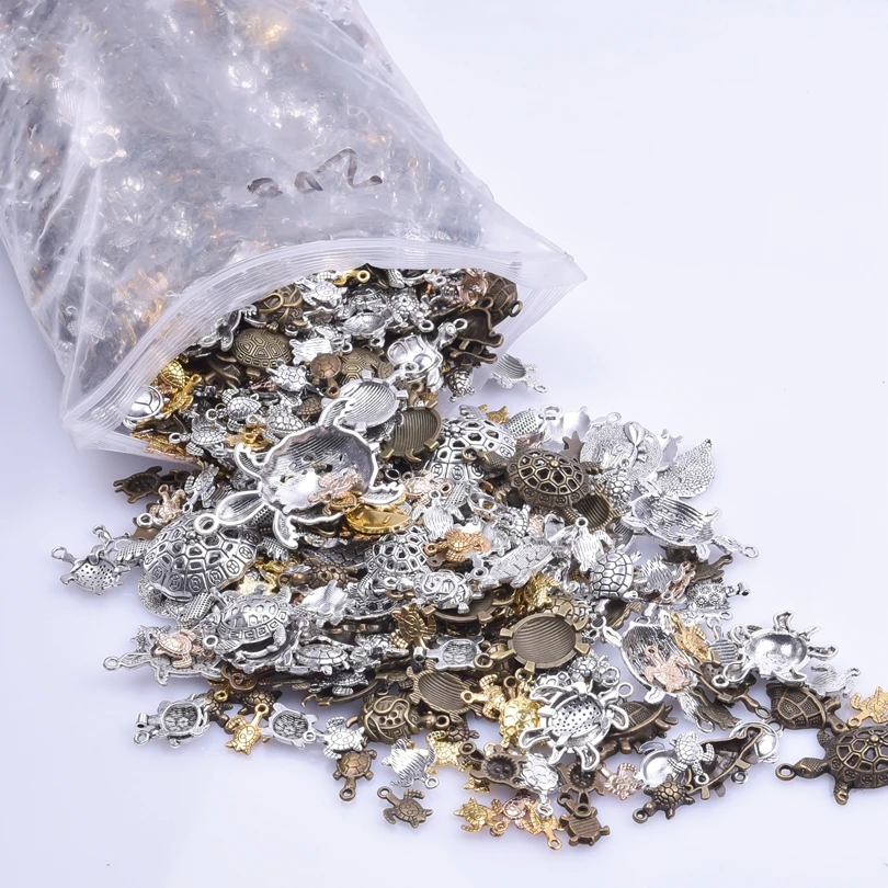 

100pcs Vintage Turtle Charms For Jewelry Making Supplies Random Mixed Alloy Pendant Charm Handmade Women Men Accessories Turtles