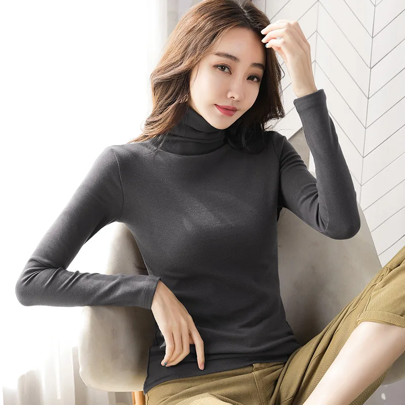 

Женский свитер, новая осенне-зимняя блузка с длинными рукавами и узким низом, свитер с высоким воротником