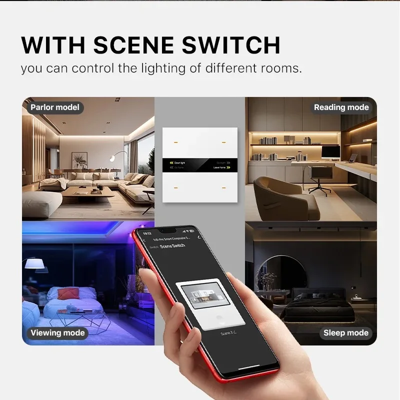 Фото Умный настенный переключатель M8 Pro Tuya Zigbee, версия с нулевой проволокой, голосовыми устройствами Alexa и Google. Погода и отображение времени. №3