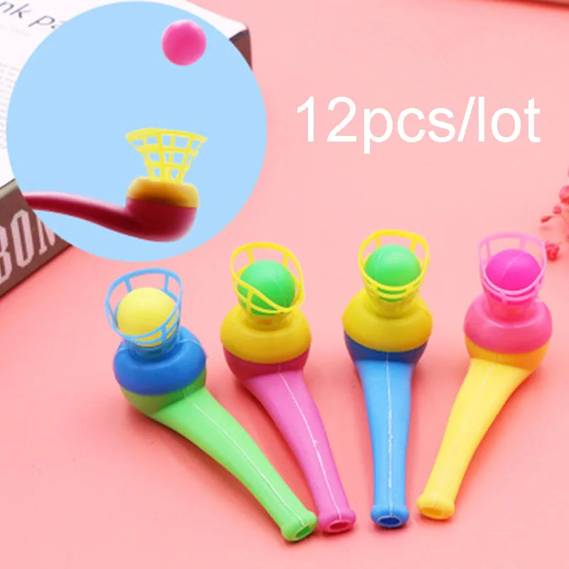

12PCS Colorful Plastic Magic Blowing Pipe Floating Ball Children Toys Pipe Ball Party Gifts Favors Birthday Present For Kids