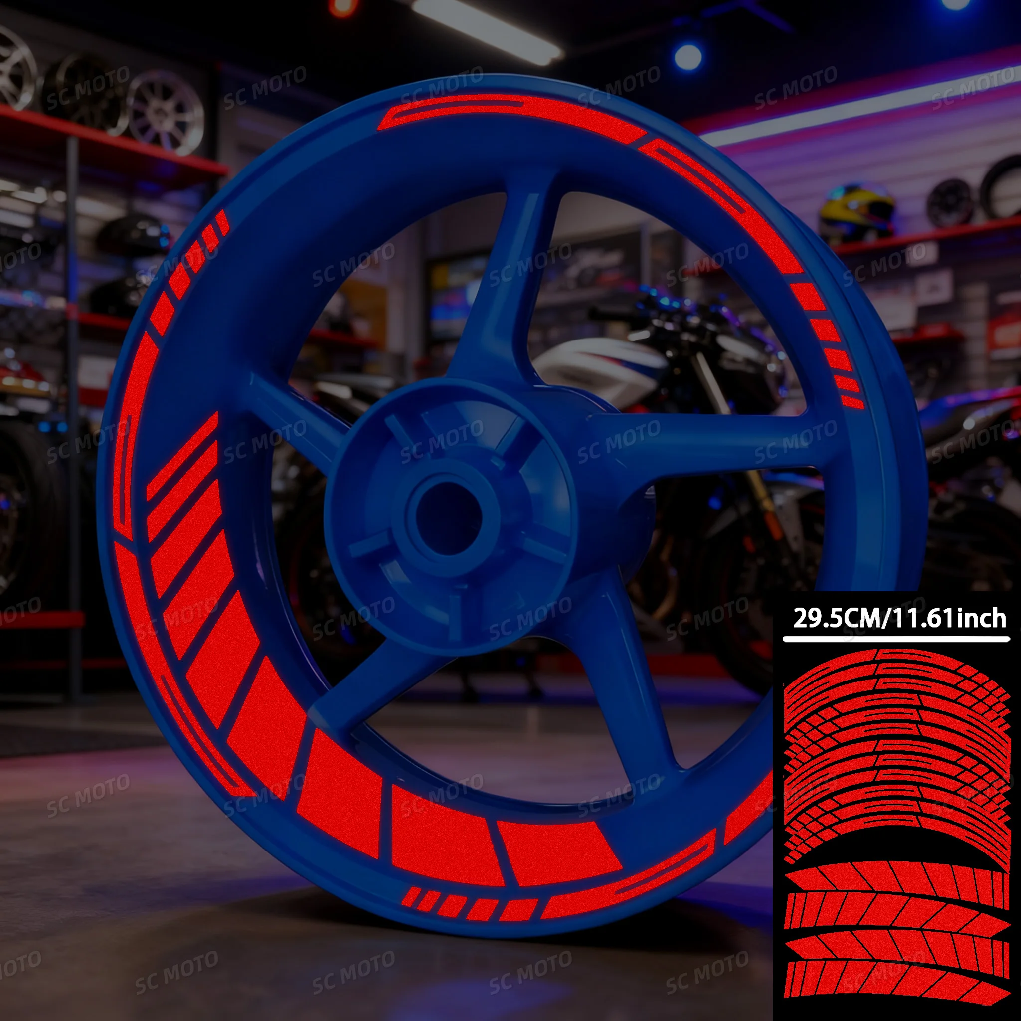 

16 Шт. Светоотражающих Наклеек Для 17-дюймовых Мотоциклетных Колес, Водонепроницаемые Самоклеящиеся Виниловые Наклейки