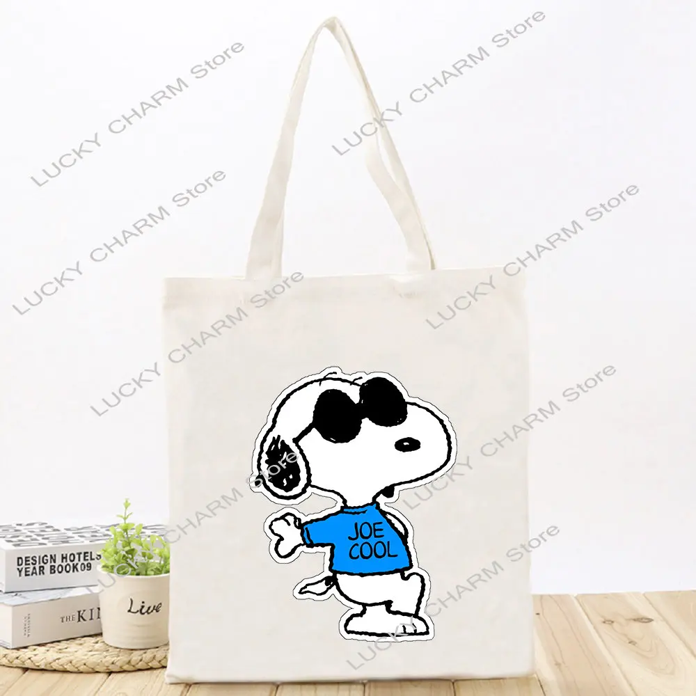 

Snoopy Женская Холщовая Сумка через плечо с принтом милой собаки, женские сумки для покупок, сумки для продуктов, простая модная сумка-тоут для ...