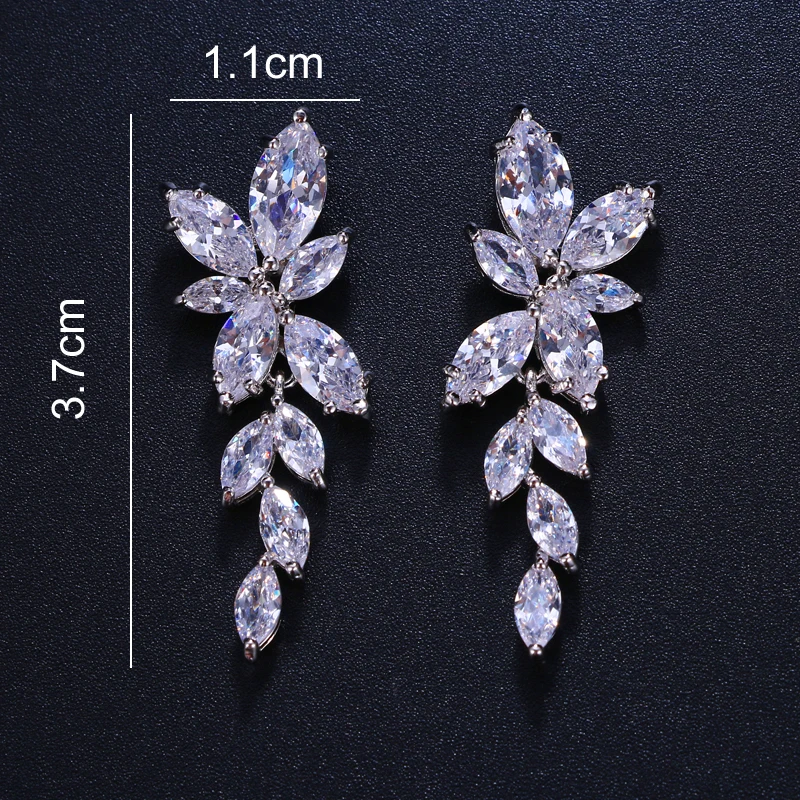 

SUGO 2022 Classic Luxury Shiny Olive Branch Design High Quality Zirconia Earrings for Elegant Women Dinner Party Accessories