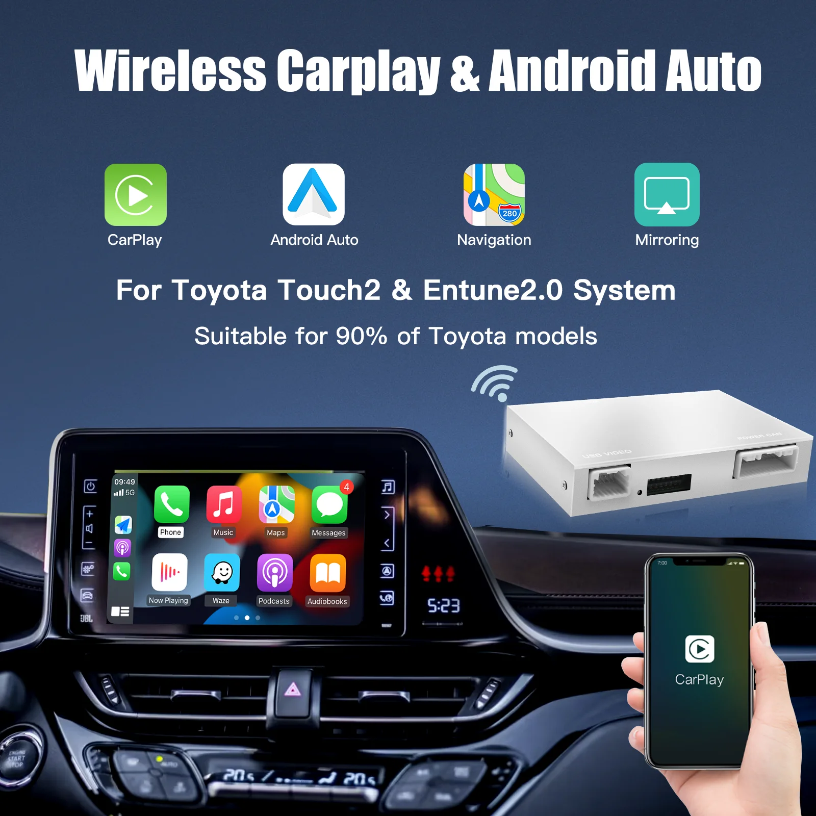 CARABC беспроводной Apple Carplay Android авто для TOYOTA RAV4 Corolla Tacoma Camry CHR Tundra Highlander Prius 4runner Yaris Module