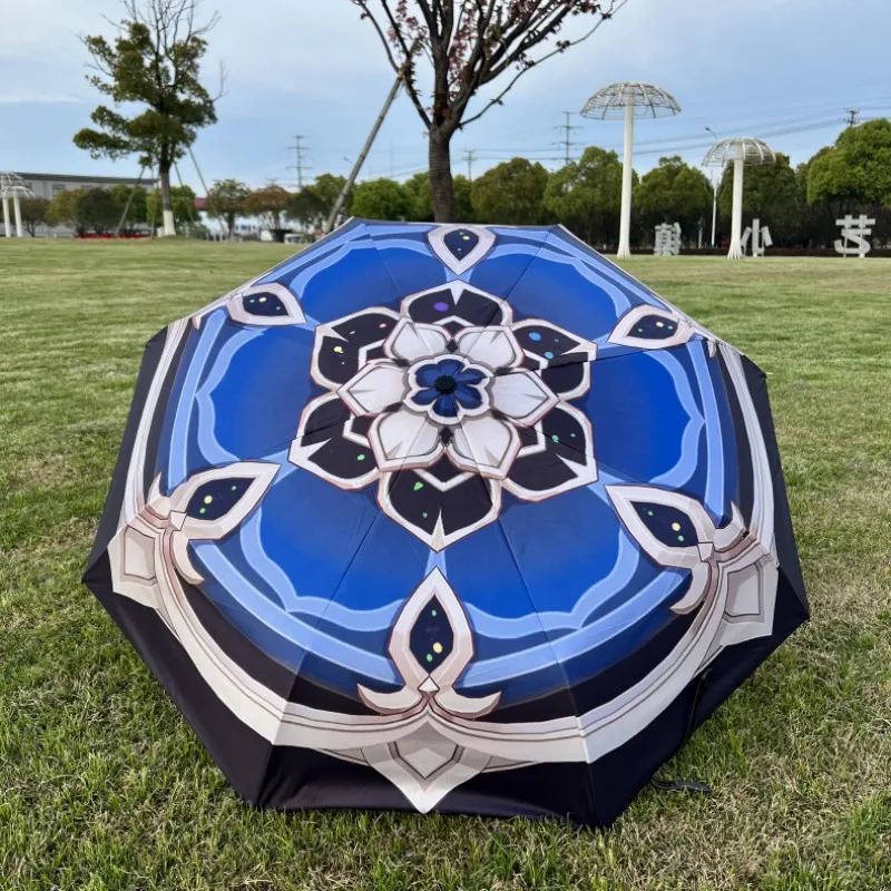 

Genshin Impact Wanderer Automatic Umbrella 3 Folding Sunshade Sunscreen UV Protection Rainy Black Coating Umbrella Cosplay