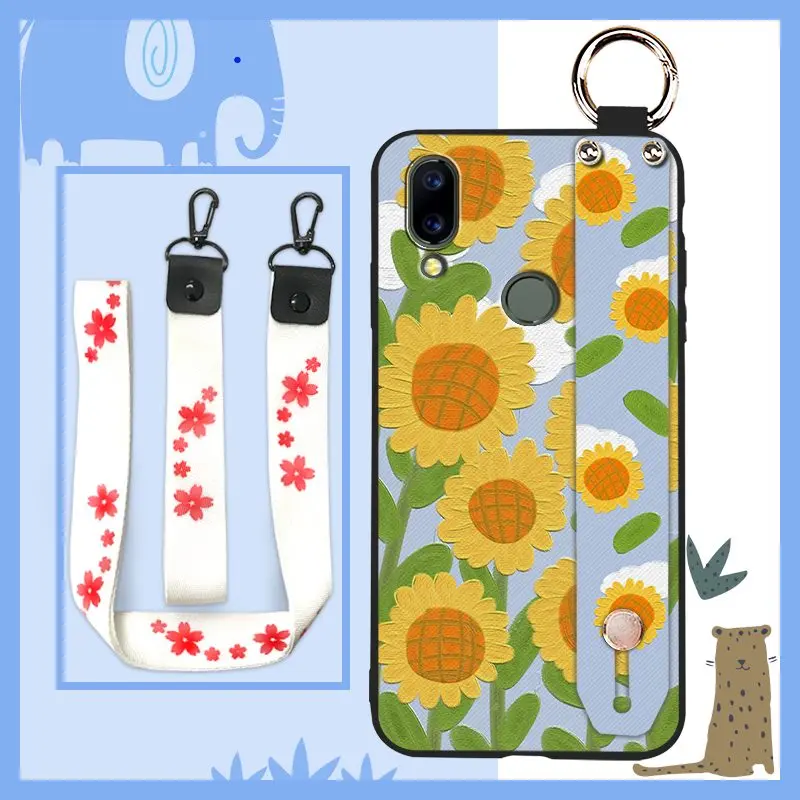 lanyard silicone phone case for umidigi a3s sunflower shockproof original back cover soft case ring free global shipping