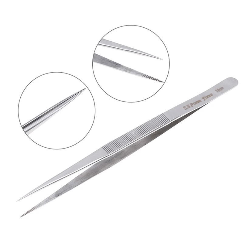 

1PC 18cm Long Tweezer Stainless Steel Electronic Point Tip Straight Tweezer Tool