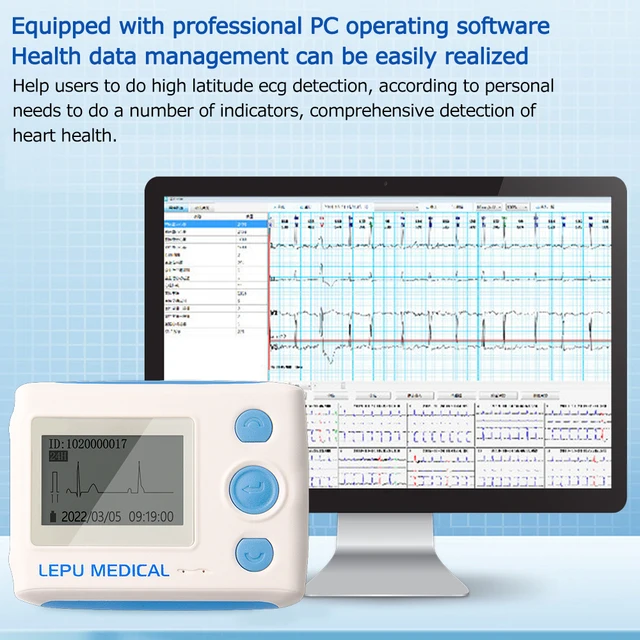 12 Channel Medical wearable Ecg Track and AI analyze portable dynamic holter with workstation software Support for 7 languag 6