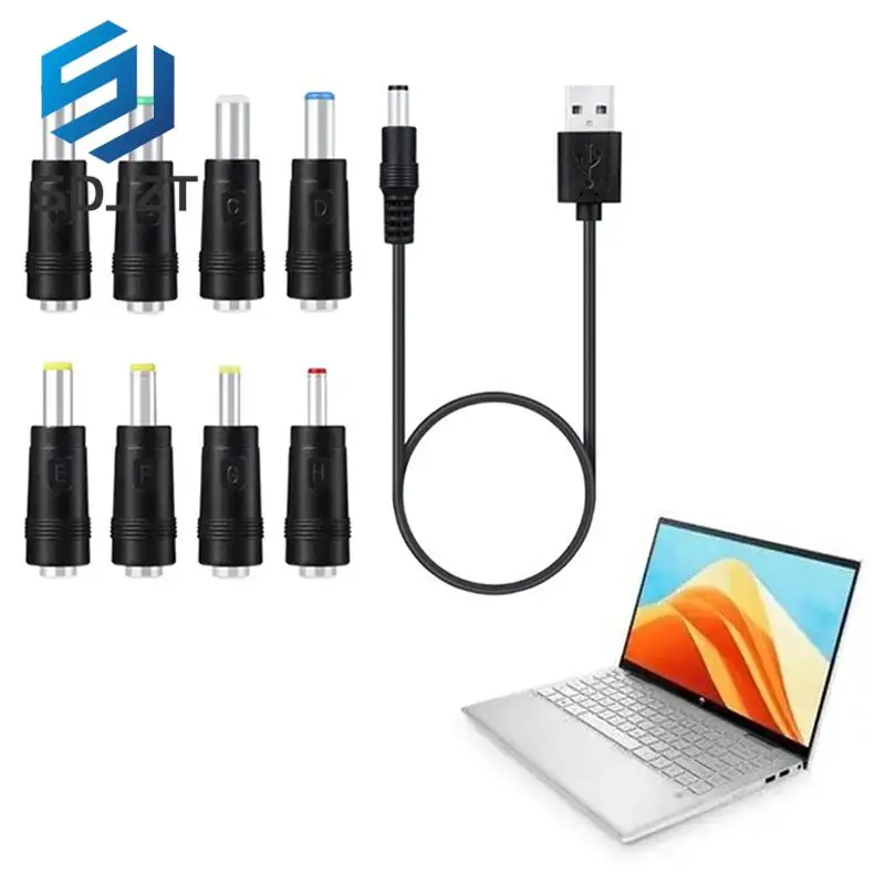 

8 in1 Multi Types 5V USB to DC to 5.5*2.1mm USB Charging Cord Power Plug Converter Adapter For Laptop etc