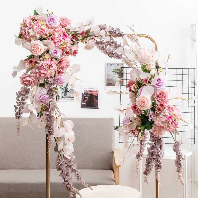 

Pink Luxury Wedding Artificial Flower Wall Decoration DIY Combination Arch Flower Row Valentine's Day Dining Room Arrangement
