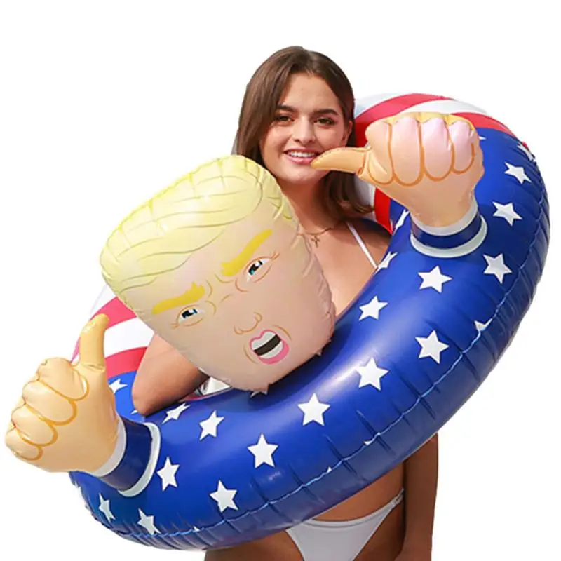 

Inflatable Swimming Ring Trump Pool Floating Beach Party Toys U.S. Flag Swim Ring For Adult Kids American Flag Swimming Ring