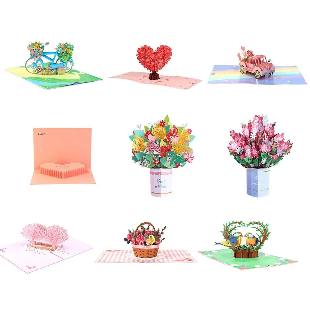 

3D Pop-Up Love Cards Flowers Birthday Card Anniversary Valentine'S Gifts Postcard Wedding Invitations Greeting Thank You Cards