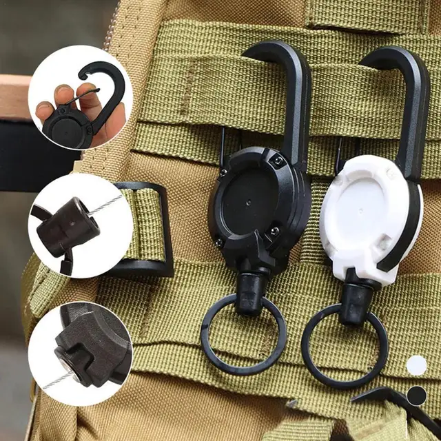NEW Heavy Duty Retractable Pull Badges ID Reel Carabiner Key Chain Buckle Key Holder Outdoor Keychain Holds Multiple Tools 1