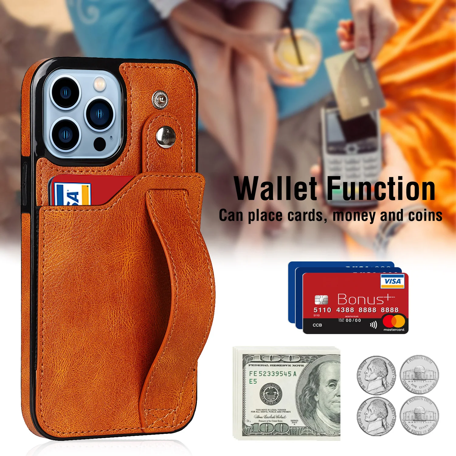 Leather Phone Case For iPhone14 pro max plus 14pro 13 12 11 Mini   XS XR X 6 6s 7 8  SE 2020 Card Wallet Wristband Bag Cover