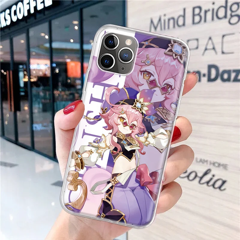 Мягкий чехол для телефона Genshin Impact с аниме iPhone 15 14 13 12 11 Pro Max 7 Plus Mini Apple XS XR X SE 2020 8 +