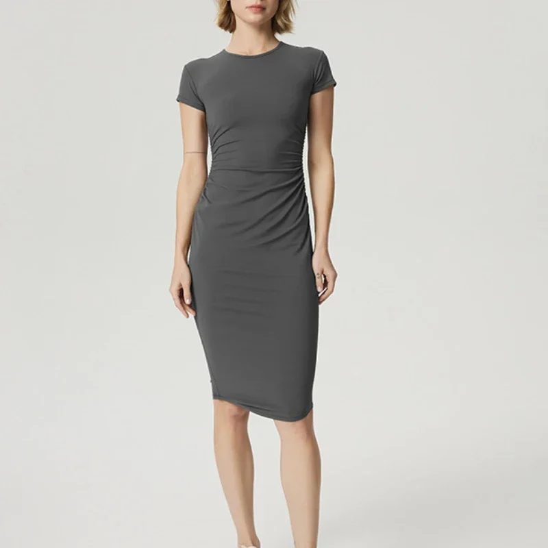 Женское платье Freizeit с коротким рукавом и круглым вырезом