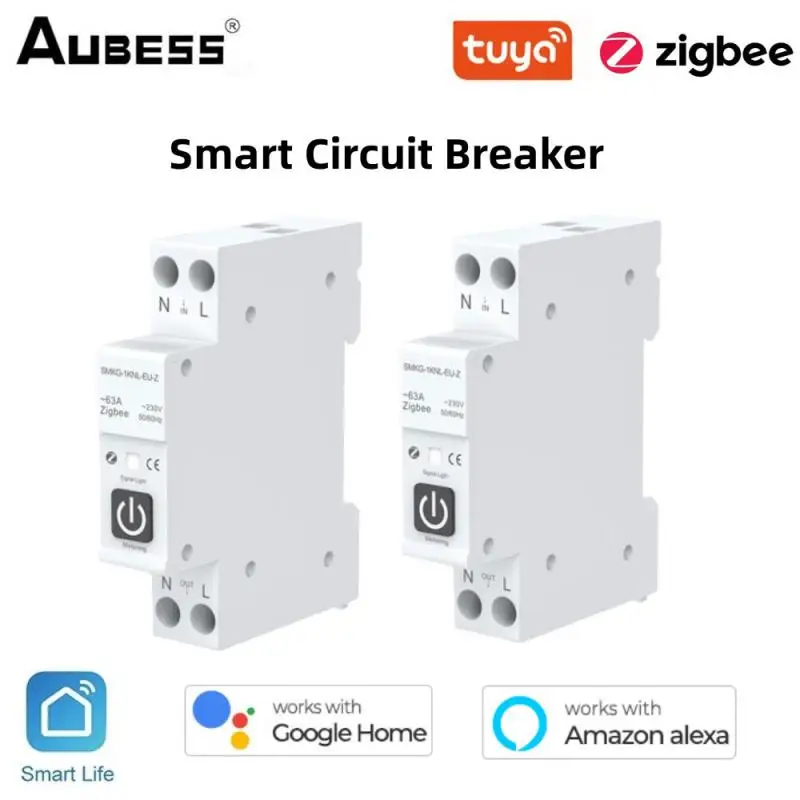 

Tuya ZigBee Smart Circuit Breaker With Power Monitoring Remote Control Required Fire Line+Neutral Line Via Alexa Google Home