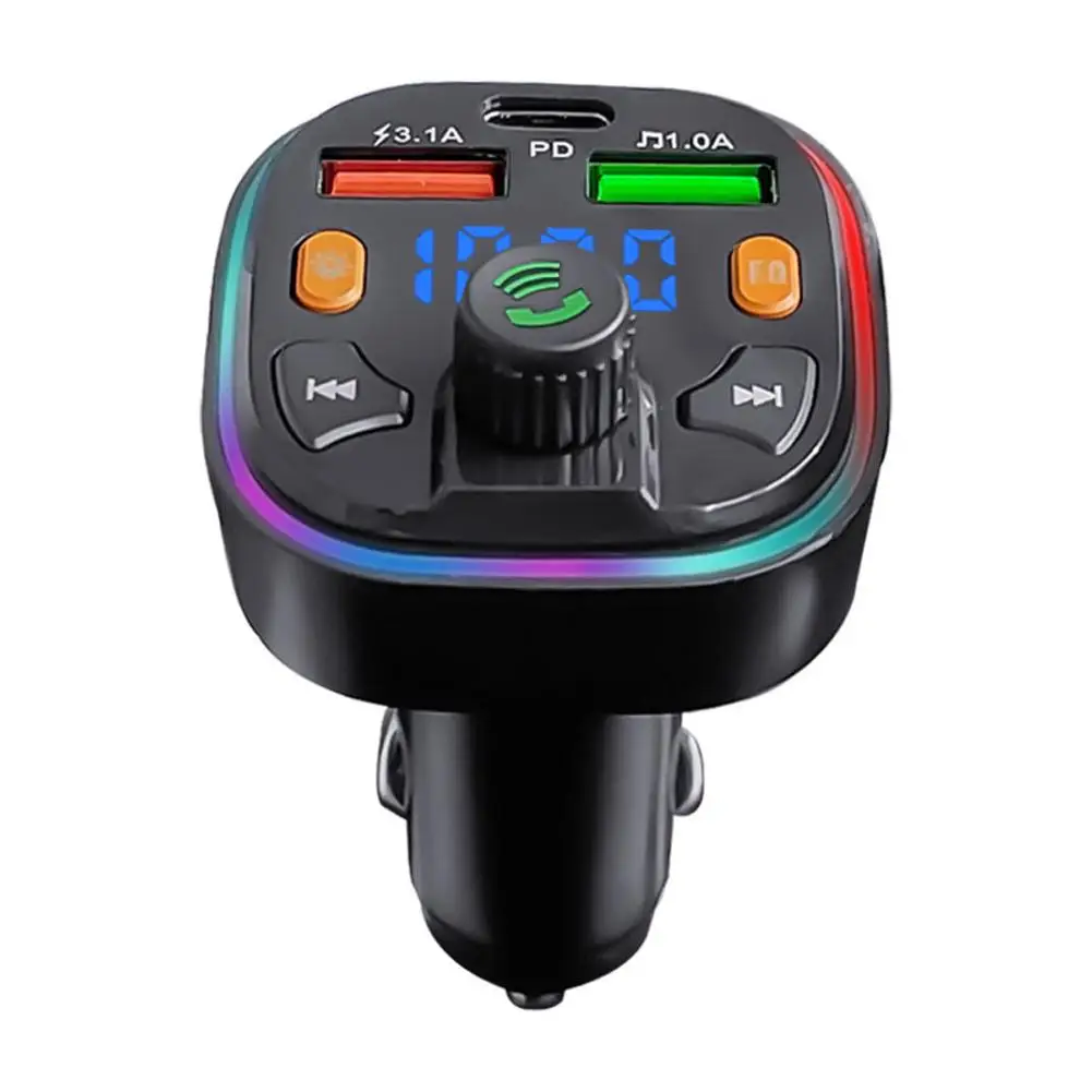 

Q5 автомобильный Bluetooth-совместимый fm-передатчик беспроводной двойной USB Type-c Быстрая зарядка MP3 аудио плеер Автомобильный комплект аксессуаров
