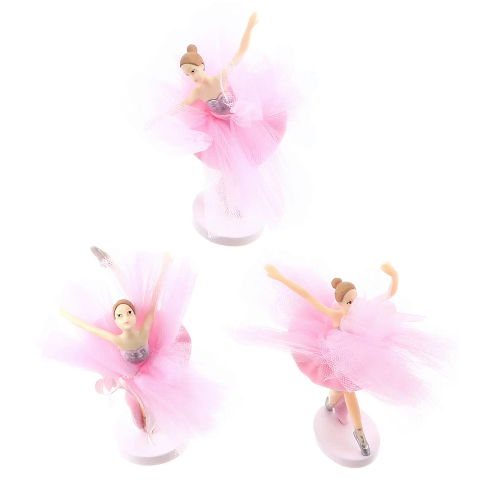 

3 Sets Cake Decorations Pick Dancer Gifts Toys Girl Baby Ornaments Tulle Romantic Cupcake Picks