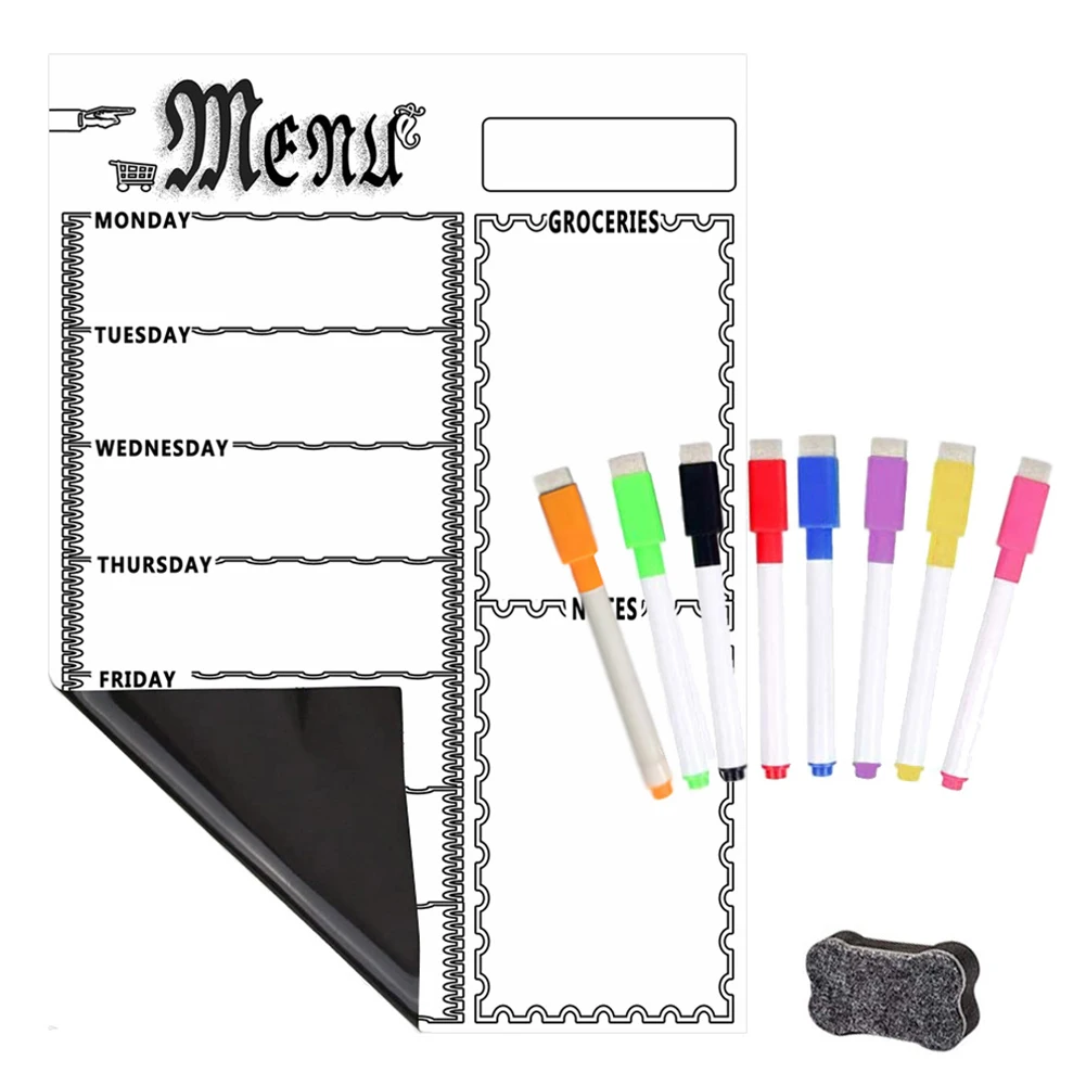 

Message Board Magnetic Whiteboard 0.5mm Thick 1 Eraser Planner Board Rewritable 11.7 X 16.5in 29.7 X 42 Cm 8 Pens