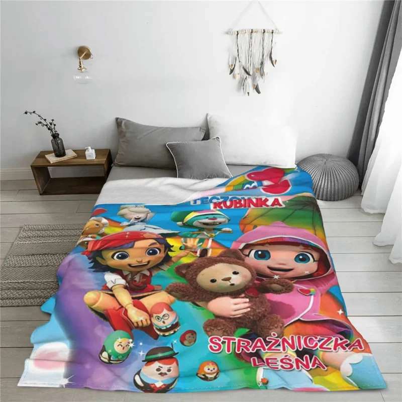 

Rainbow Ruby Lulu And Bear Cute Blanket Fleece Textile Decor Breathable Lightweight Throw Blanket for Bed Couch Quilt