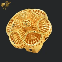 xuhuang ethiopian ring flower shape gold plated big rings for women adjustable 2021 trend wedding luxury quality jewelry
