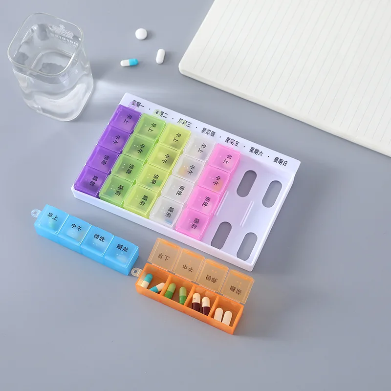 

Weekly Pill Cases Holder Organizer Weekly 7 Day 28 Slots Pill Storage Box for Medications Supplements Vitamins Medicine Box