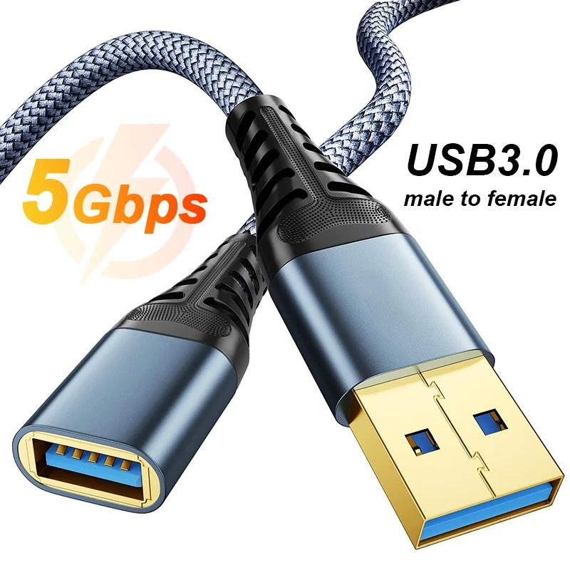 Удлинительный кабель USB 3.0, нейлоновый плетеный USB-удлинитель ...
