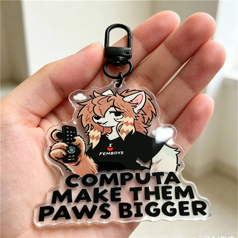 Фото Брелок из акрила Computa Make Them Paws Bigger - Пушистый акриловый брелок с милым животным, тематический шарм для сумки, коллекционный подарок для фанатов №1