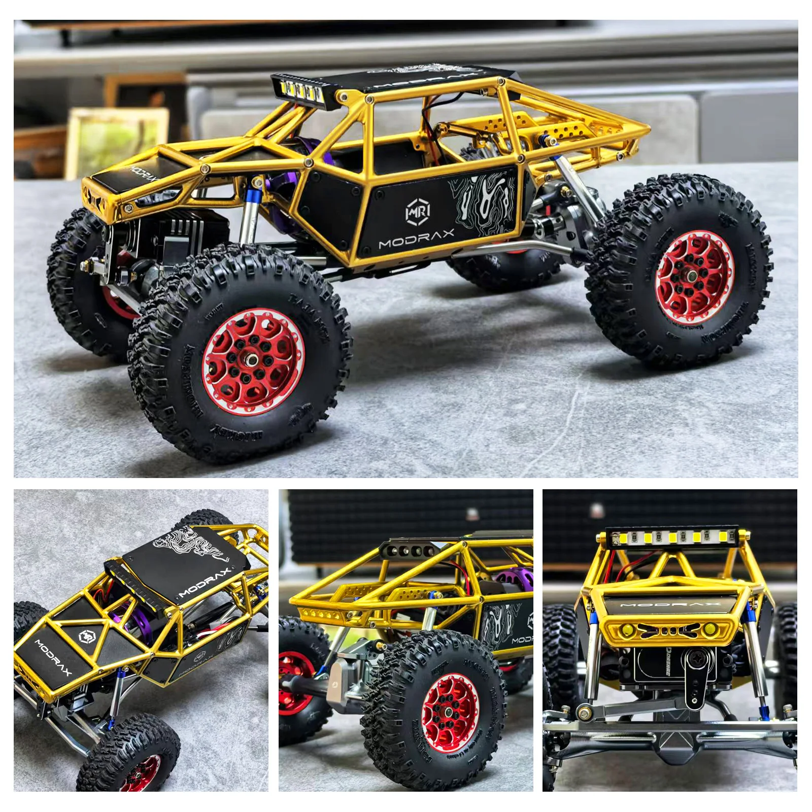 Фото Алюминиевый корпус ModRax MR24-Bharal с ЧПУ и LED-подсветкой для Axial 1/24 SCX24 C10 JLU Bronco Base Camp 4Runner, детали для тюнинга №3