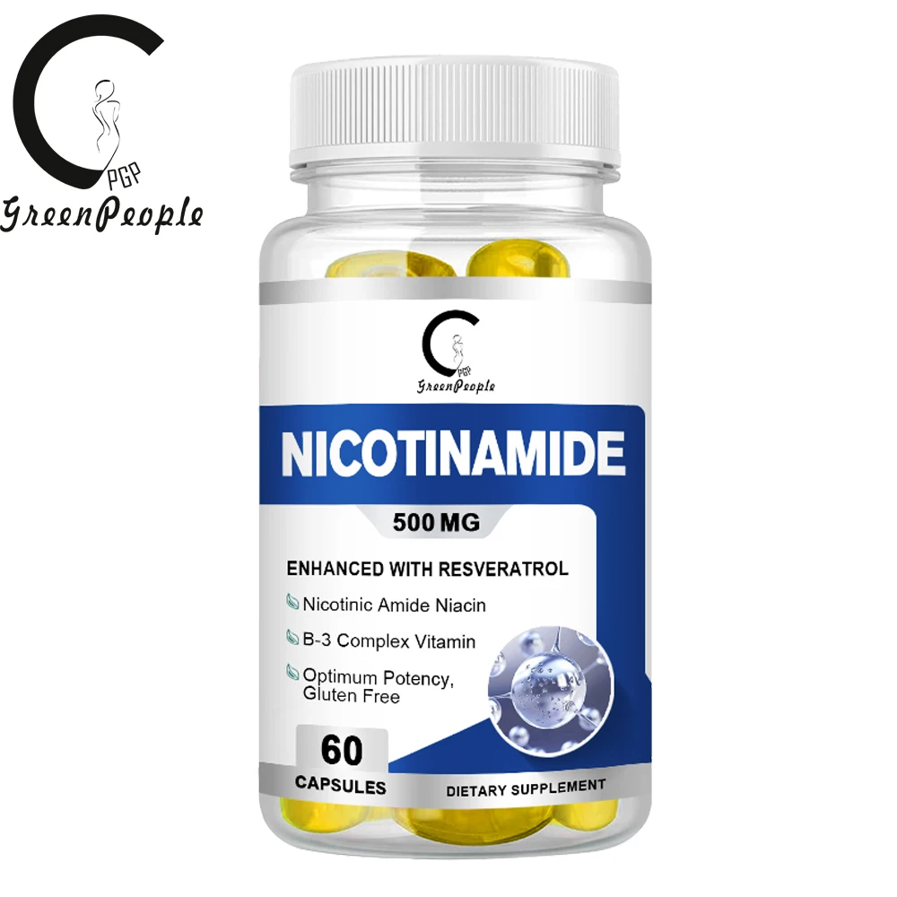

Растительный никотинамид GPGP Greenpeople, витамин B3 в капсулах для предотвращения пятен и акне, антиоксидантная добавка для обмена кожи, отбелива...