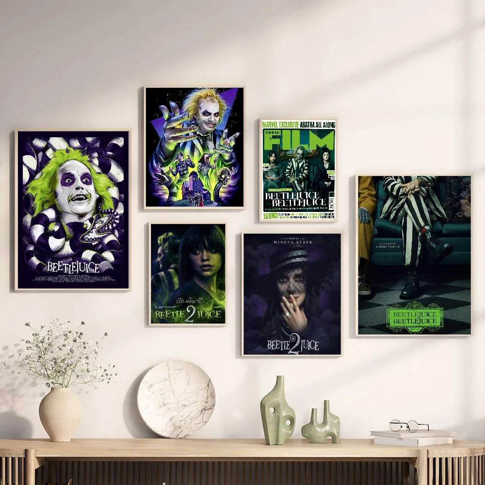 Классический фильм Битлджус комедия ужасов аниме постеры липкие белые бумажные
