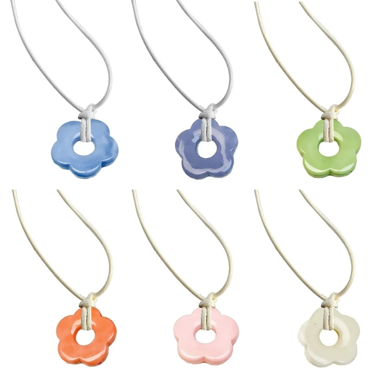 

Simple Flower Pendant Necklace Acrylic Chain Collar Necklaces Choker Y2K Jewelry 264E