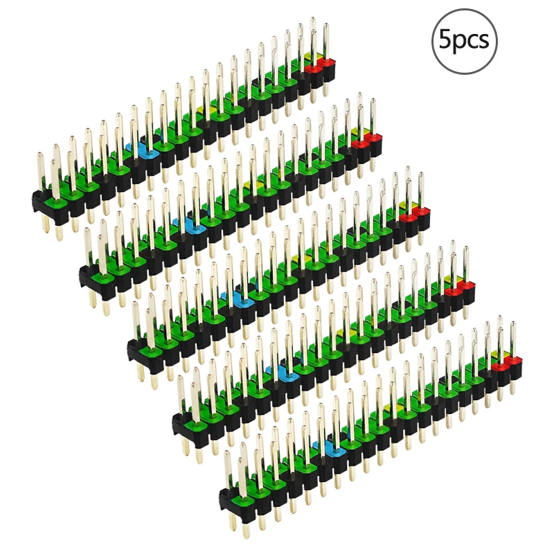 

5pcs 2 X 20 Pin Male GPIO Header for Raspberry Pi Zero Double Row 20 Pin Male Pin GPIO Connector Colorful Stacking Header Extend
